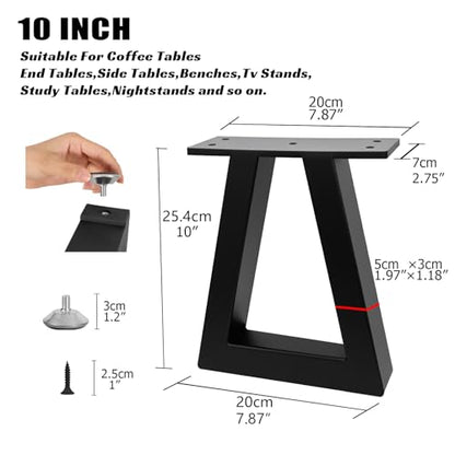 10 '' Trapezoid Metal Table Legs Heavy Duty Steel Furniture Legs for DIY Sofa, Couch, Bench,Stool,Coffee Table, End/Side Table,Cabinet Feets (Set of 2, Black) - color: Black, size: 10 '' Trapezoid