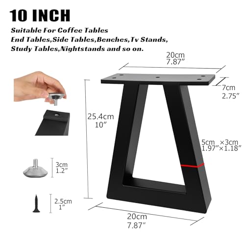 10 '' Trapezoid Metal Table Legs Heavy Duty Steel Furniture Legs for DIY Sofa, Couch, Bench,Stool,Coffee Table, End/Side Table,Cabinet Feets (Set of 2, Black) - color: Black, size: 10" Trapezoid
