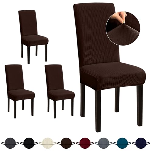 Sufdari Dining Room Chair Covers Set of 4, Non-Slip Spandex Kitchen Parsons Chair Slipcovers for Dining Room, Hotel (Large) - color: .Coffee, size: L-4 PC