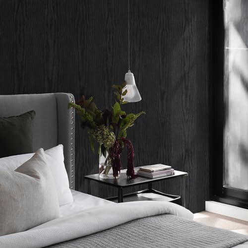 Black Wood Grain Wallpaper Contact Paper for Cabinets 118’’17.7’’ - size: 17.7"W x 118"L