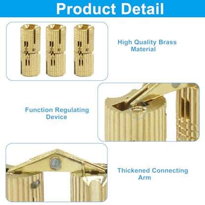 8 mm Hidden Brass Barrel Hinges, 12 Pack - style: 8mm