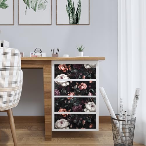 Laatse Gothic Dark Purple Rose Floral Wallpaper Peel and Stick 17.5"x78.7" - color: Black&Purple, size: 17.5" x 78"