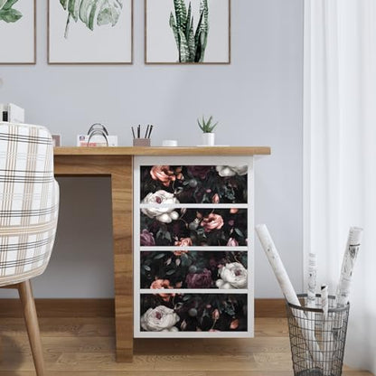 Laatse Gothic Dark Purple Rose Floral Wallpaper Peel and Stick 17.5"x78.7" - color: Black&Purple, size: 17.5" x 78"