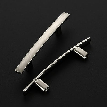 30 Pack Brushed Nickel Cabinet Handles, 3" Hole Center Curved Pulls - color: Brushed Nickel, size: 3" Hole Center