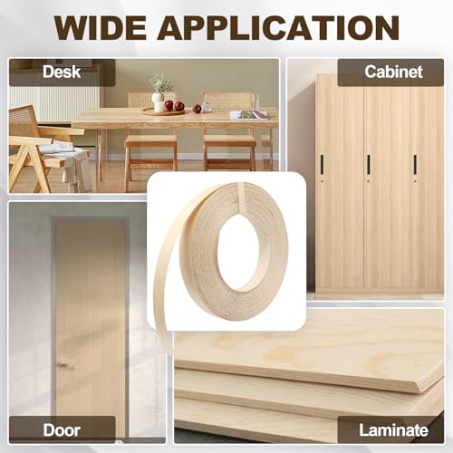 Biaungdo Birch Edge Banding 3/4 Inch x 50ft Iron-On Veneer for Cabinet