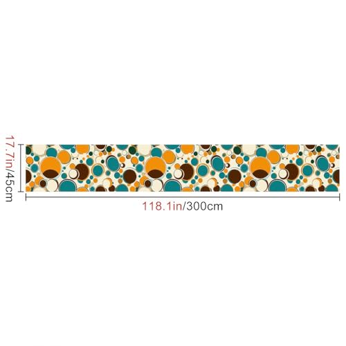 HOMETITUTE Polka Dot Circles Peel Stick Wallpaper 118.1x17.7 Inch Vinyl - color: Retro Orange Blue Circles