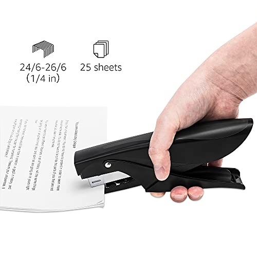 Amazon Basics Effortless Handheld Plier Stapler, 25 Sheet Capacity, Heavy Duty, Black - size: 1-Pack