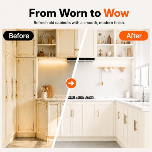 DWIL Cabinet Paint, Water Based Kitchen Cabinet Paint, Furniture Paint, Wood Paint, Low Odor, Fast Drying, Semi-Gloss, 16oz Vanilla White - color: Vanilla White, size: 16 Fl Oz (Pack of 1)