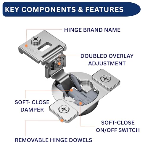Burks 4 Pack 1-1/4" Overlay Soft Close Face Frame Cabinet Hinges - size: 1 1/4'' Overlay