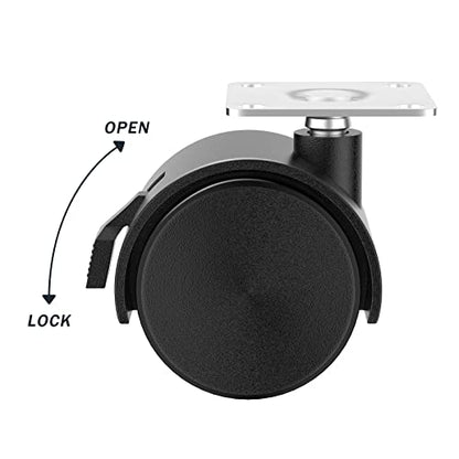 2 inch Casters Set of 4, Plastic Caster Wheels for Furniture, Plate Swivel Castor Wheels with Brakes, for Carts, Furniture, Baby Bed, Kitchen, Cabinet, Table (with Stainless Steel Screws) - style: 2 inch with brake