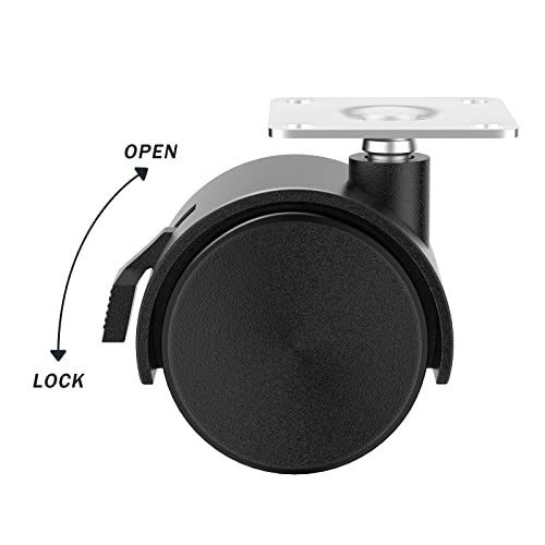 2 inch Casters Set of 4, Plastic Caster Wheels for Furniture, Plate Swivel Castor Wheels with Brakes, for Carts, Furniture, Baby Bed, Kitchen, Cabinet, Table (with Stainless Steel Screws) - style: 2 inch with brake