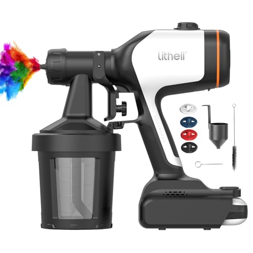 Litheli Cordless Paint Sprayer with 800W Brushless Motor, 20V 4.0Ah Battery, 3.5lbs Lightweight HVLP Paint Spray Gun, 1100ml/min High Power Electric Sprayer for House Painting, Furniture, Fence - style: U20-20V 4.0Ah