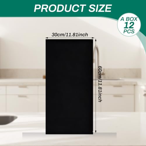 12 pcs Peel and Stick Backsplash Tiles, Black Wall Panels, 23.6" x 11.8” - color: Pure Black, size: 23.6" x 11.8" x 2.2mm