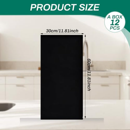 12 pcs Peel and Stick Backsplash Tiles, Black Wall Panels, 23.6" x 11.8” - color: Pure Black, size: 23.6" x 11.8" x 2.2mm