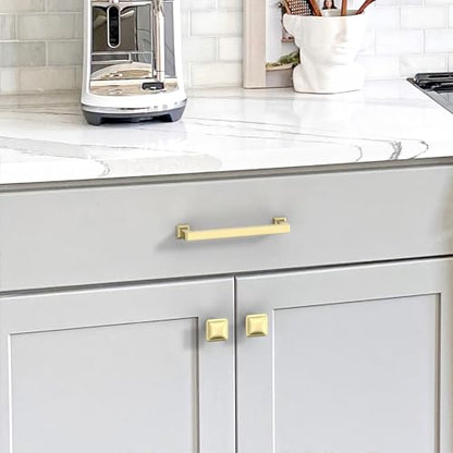 Brushed Brass Cabinet Handles Kitchen Pulls 5 Inch 10 Pack - color: Brushed Brass, size: 5" Hole Center