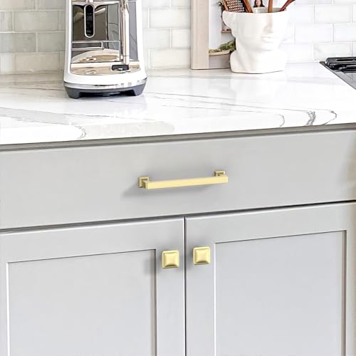Brushed Brass Cabinet Handles Kitchen Pulls 3 Inch 10 Pack - color: Brushed Brass, size: 3" Hole Center
