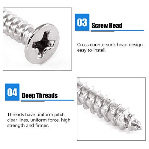 Glarks 20 Sets 40mm/1.6inch Stainless Steel Flat Straight Brace Brackets Mending Joining Plates Repair Fixing Bracket Connector and 40pcs Self Tapping Screws Set (40mm/1.6inch)