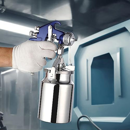 ENDOZER Professional Siphon Feed Spray Gun for Paint, Red Handle, 34 oz -1.8mm Nozzle for a Variety of Low Viscosity Paints（Blue） - color: Blue-1.8（Basics）