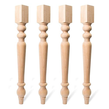 decorluxes Unfinished Farmhouse Table Legs Dining Table 2.8" X 29" Set of 4 DIY Coffee Table Rustic Turned Style Leg | Easy to Paint Any Color You Want (29 inch)