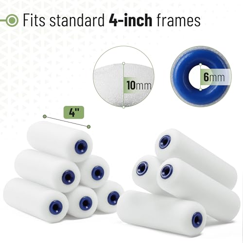 Bates- 4 Inch Paint Roller Set, 18 pcs, 1x Plastic Paint Tray, 3X Disposable Tray Liners, 1x Roller Frame, 5X Foam Covers, 5X Microfiber Covers, 3X Foam Brushes (1", 2", 3") - size: 2 x 0.1 x 1 inches