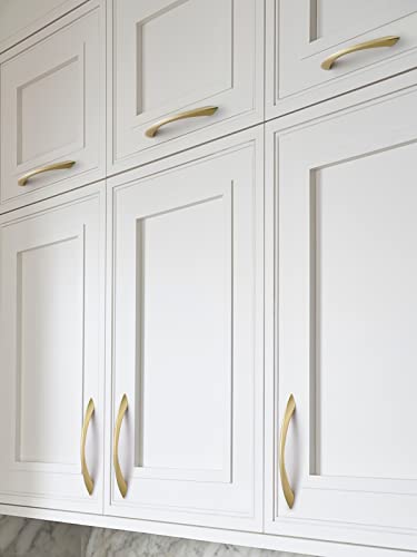 Brushed Gold Cabinet Pulls 6.3 Inch Arch Twisted Brass Handles Drawer Kitchen Cupboard Bathroom Dresser Cabinet Hardware Zinc Alloy 5 Pack - color: Brushed Gold, size: 6.3 inch Hole Centers
