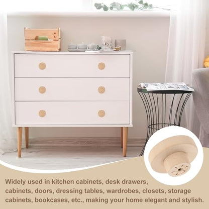 uxcell 6Pcs Round Wood Drawer Knob, 2" Diameter Flat Round Dresser Knobs Wooden Knobs with Screws for Furniture Drawer Dresser Wardrobe Cupboard - size: 2 Inch