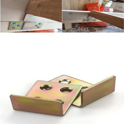 10-Piece Set of Metal Thickened Invisible Furniture Bed Connection Accessories Hinge Bed Hinge Hinge Wood Square Bar Bracket Bed Beam Bracket Hardware Connector, Plating