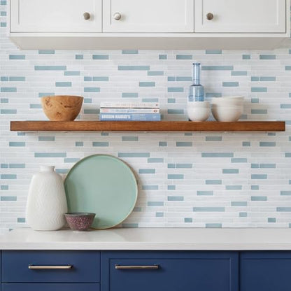 STICKGOO Thicker Peel and Stick Backsplash Tile for Kitchen and Bathroom - color: Blue,White