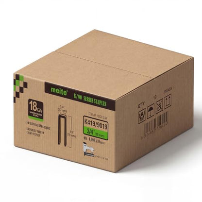 meite 18 Gauge 1/4-Inch Narrow Crown Staples, 3/4-Inch Length Heavy Duty Galvanized Upholstery Staples for Electric or Pneumatic Narrow Crown Staple Guns (10 Boxes) - size: 3/4" Length, style: 1 Case (10 Boxes)