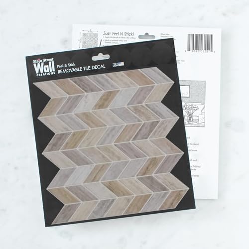 Main Street Peel and Stick Wallpaper Tiles, Earth Herringbone, 24-Pack - color: Earth Herringbone