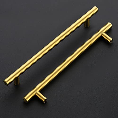 Ravinte Brushed Brass Cabinet Handles, 5 Pack Drawer Pulls, 7-1/2 in - size: 7-1/2 Inch Hole Centers