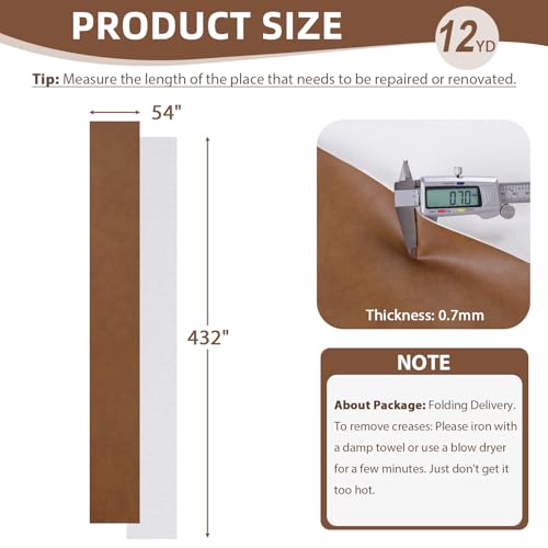 54" Marine Vinyl Upholstery Faux Leather Fabric by The Yard Waterproof - color: Brown, size: 12 Yards 54"x432"