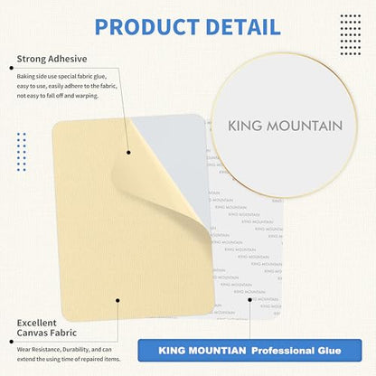 KING MOUNTAIN Canvas Repair Patch 9 x11 Inch 2 Pcs Self-Adhesive Waterproof Fabric Patch for Sofas, Tents, Furniture,Tote Bags, Car Seats (Beige) - color: Beige, size: Canvas-9"W×11"L-2pcs