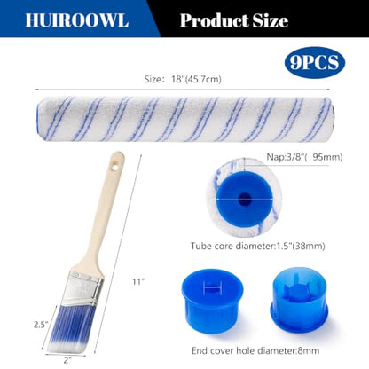 18 Inch Microfiber Paint Roller Kits with Paint Brush, 9 Pack - size: 18 Inch Paint Roller Kit, 9 Pack