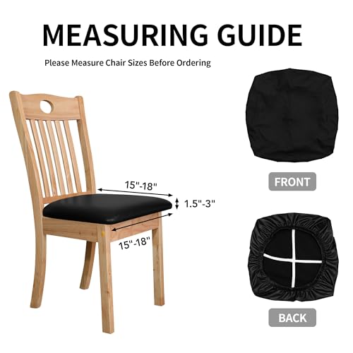Easy-Going Waterproof PU Leather Seat Covers for Dining Room Chairs Set of 4, Black - color: Black