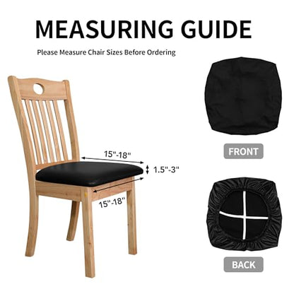 Easy-Going Waterproof PU Leather Seat Covers for Dining Room Chairs Set of 4, Black - color: Black