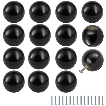 FoDau770 Round Ball Wood Knobs, 1-1/2" Diameter - Black - 15 Pieces - color: Black, size: 1-1/2 Inch