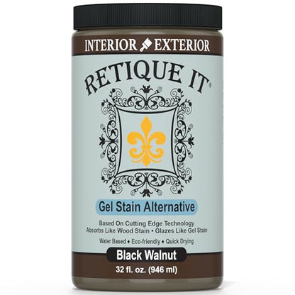 Water-Based Gel Stains by Retique It (32oz Stain, 30 Black Walnut) - color: 30 Black Walnut, size: 32oz Stain