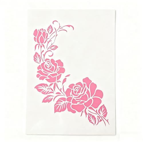 TIAMECH A4 Reusable Flower Stencil for Painting - style: Rose