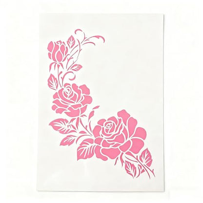 TIAMECH A4 Reusable Flower Stencil for Painting - style: Rose