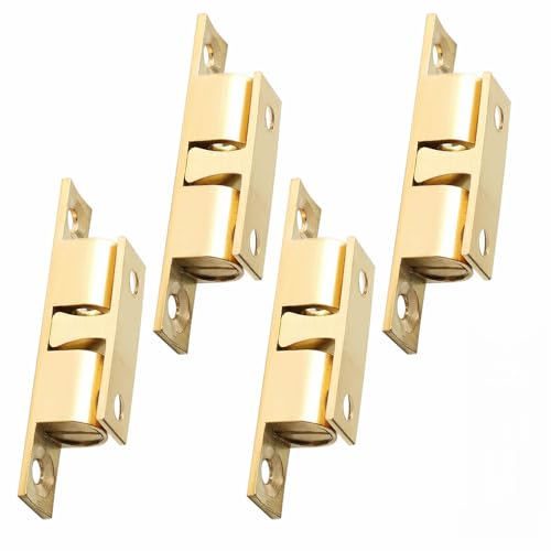 Alise 60mm Brass Double Roller Catch Cabinet Latches Door Catch,Gold,4Pcs - color: Gold, size: 60mmX33mm