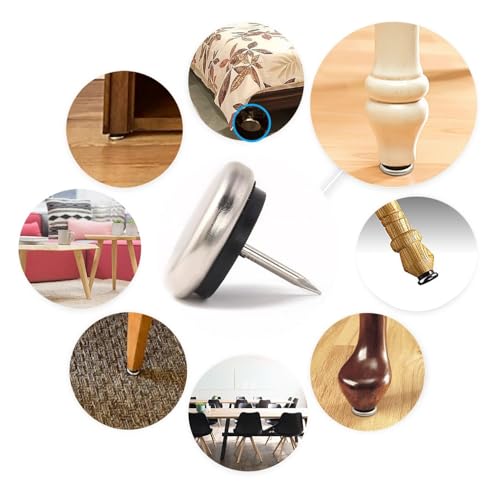Dia Nail On Furniture Glides for Chairs, Tables - Furnigear Nickel Base Cushioned Furniture Nails - Allowing Chairs to Glide Effortlessly Over Carpet Floors (1-1/8", 20 Pack-Silver Gray) - size: 1-1/8" Silver Gray (20pcs)