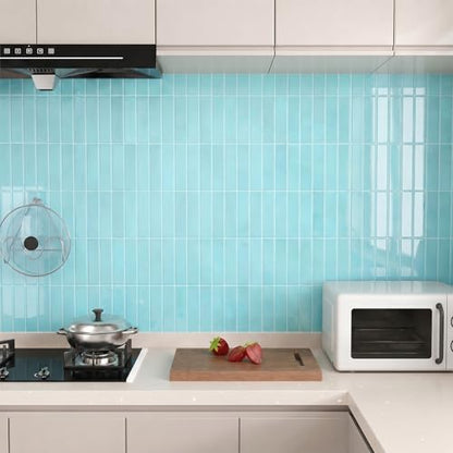Peel and Stick Backsplash Tile for Kitchen, 10 Sheets, 11.42''x9'' - color: Lake Blue