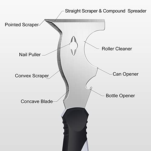 Mister Rui 2PC 10-in-1 Paint Scraper, MultiUse Putty Knife Tool, Hammer End