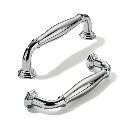 khtumeware 10 Pack 3-1/2 Inch(89mm) Polished Chrome Cabinet Pulls Heavy Duty Solid Cabinet Handles Heavy Duty Solid Cabinet Hardware for Cupboard Drawer Pulls Dresser Handle - color: Polished Chrome, size: 3-1/2 inch Hole Center