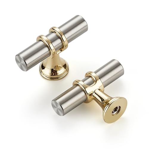 10 Pack Gold and Brushed Nickel Cabinet Knobs 2in Drawer Knobs Single Hole - color: Brushed Nickel&Gold