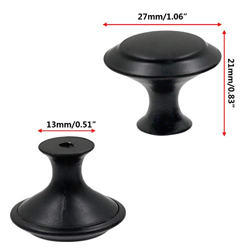Biaungdo 15 Pack 1Inch Flat Black Kitchen Cabinet Knobs Drawer Dresser Handles Knobs, Round Drawer Handles