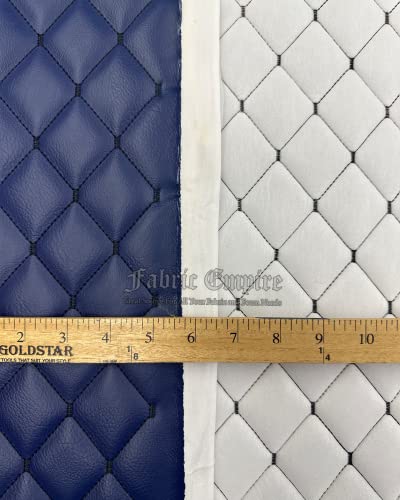 Vinyl Quilted Foam Fabric with 3/8" Foam Backing Upholstery / 52" Wide/Sold by The Yard/FABRIC EMPIRE (Blue, Diamond 2" x 3") - color: Blue, size: Diamond 2" x 3"