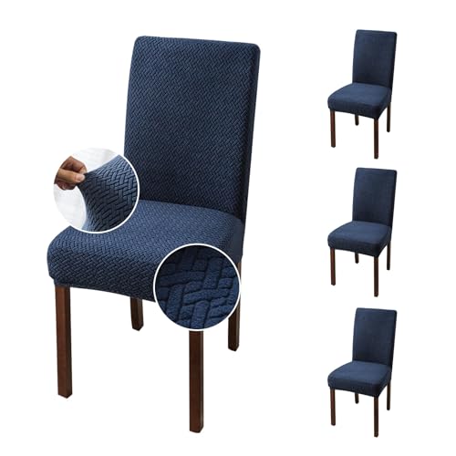 Genina Stretch Chair Covers for Dining Room Kitchen Parsons Set of 4 - color: Navy Blue, size: 15-19in Not waterproof