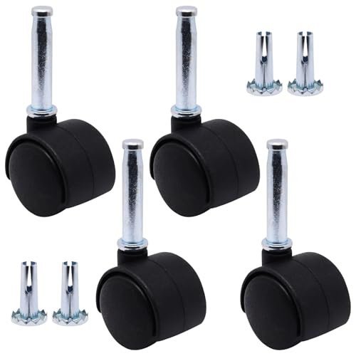 Plastic Casters Set of 4, M8 Grip Neck Stem Caster Wheels 1 inch, Black Nylon Swivel Caster Wheels Replacement for Furniture, Office Chair, Table, Cabinet, Shelf - style: 1 Inch-M8 Grip Neck Stem